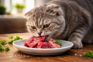 alt=”cat eating raw meat” alt=”toxoplasma in cats” alt=”toxoplasmoza” alt=”toxoplasmosis”