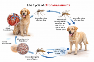 alt=”dirofilarioza la caine” alt=”ciclul vietii dirofilaria immitis” alt=”parazitoze externe caini” alt=”deparazitare externa caini”